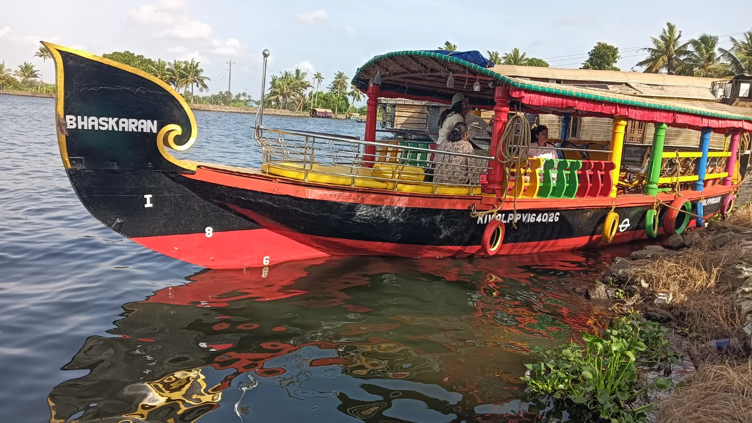 Covered Shikara on the Kuttanad backwaters